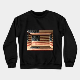 3D Box of American Flag Patriotic USA Crewneck Sweatshirt